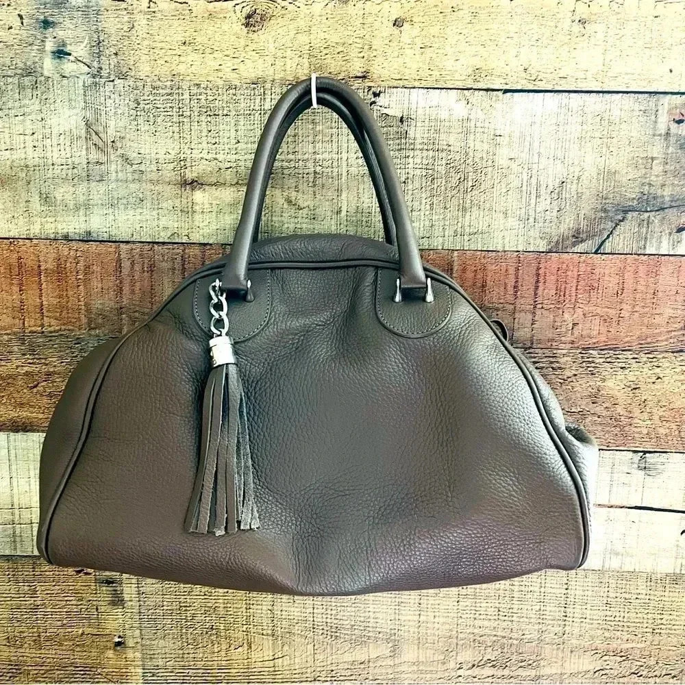 Vera Pelle Made In Italy Leather Satchel W Tassel
